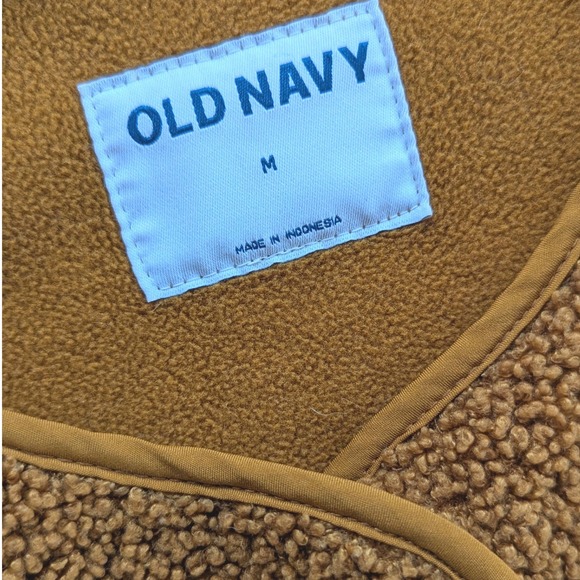 Old Navy‎ Camel Sherpa Snap Jacket Sz M - Picture 6 of 9